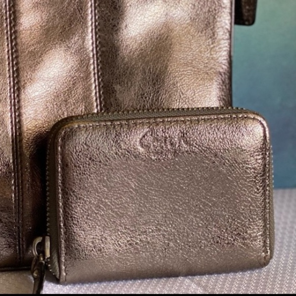 Silver Metallic Coach small wallet/cardholder